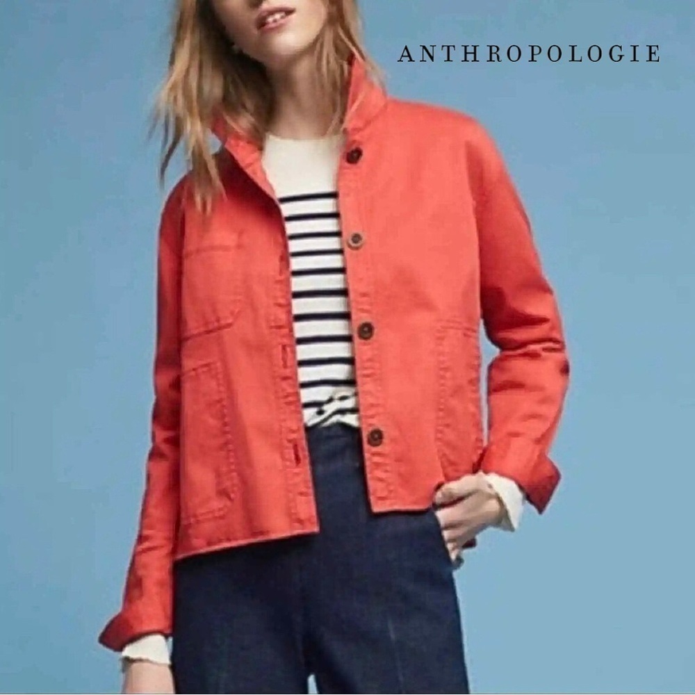 Anthropologie Orange Utility Jacket